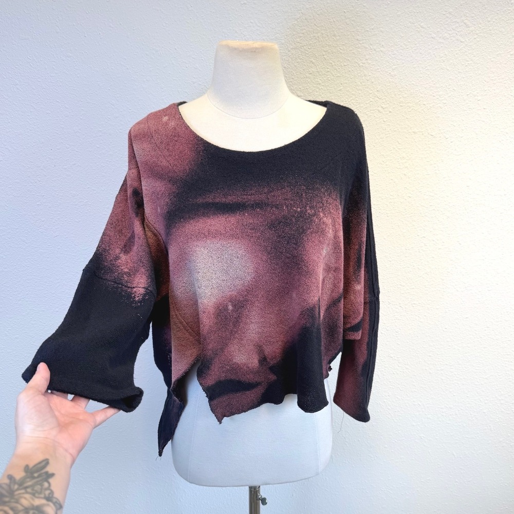 Kekoo Design Tie Dye Cropped Asymmetric Sweater Sz Size 2 L/XL Lagenlook Artsy